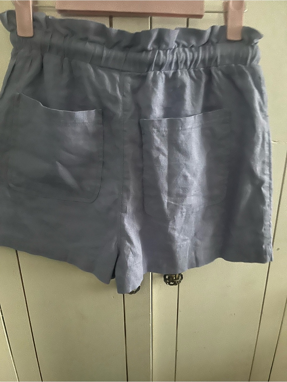 Universal Thread Slate Blue High-Waist Paperbag Drawstring Shorts - Picture 2 of 3